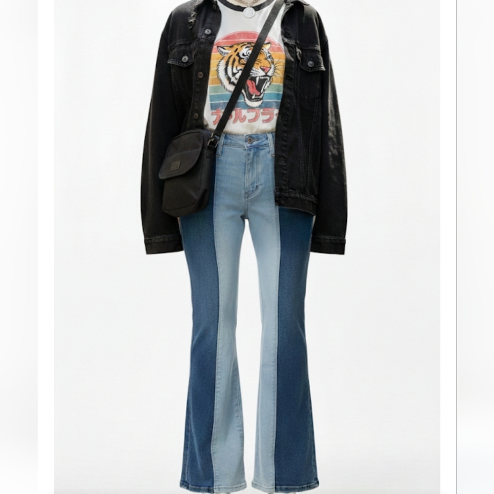 Y2k Altard State Trendy Multi-Blue Flare Jeans - Picture 14 of 15